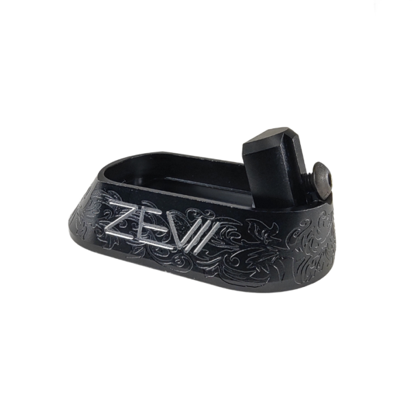 Embudo aluminio copa grande diseño ramas labrado con letras ZEV para Glock 17, 19, 34, 45, 22, 23, 24, 35 (9mm, .40 o .357 Sig) (Gen 3, 4 o 5)