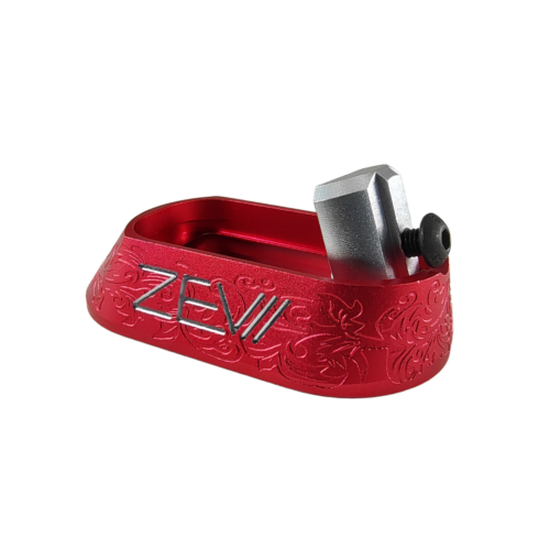Embudo aluminio copa grande diseño ramas labrado con letras ZEV para Glock 17, 19, 34, 45, 22, 23, 24, 35 (9mm, .40 o .357 Sig) (Gen 3, 4 o 5)