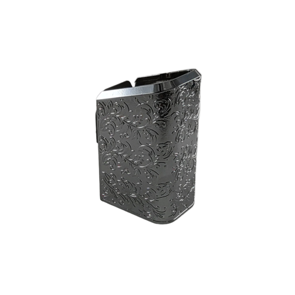 PLUS 10 GLOCK 17 LABRADO RAMAS CROMO Extención +10 aluminio labrado Glock 17/15 RD, 9mm/.40