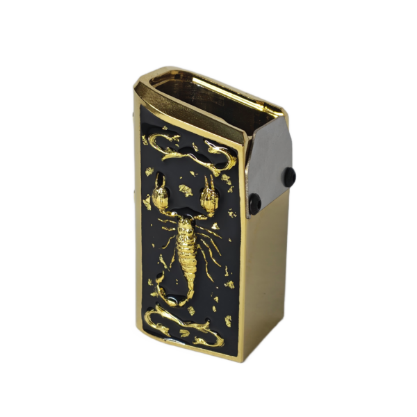 PLUS 10 UNIVERSAL ESCORPION 3D ORO RESINA NEGRA CHISPAS ORO (2) Extención +10 aluminio universal para tolvas de metal doble fila, diseño escorpion 3D, decorado con ramas 3D, resinas, cristales y chispas brillantes.